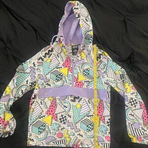 Super Massive Print Hooded Windbreaker Jacket Retro 80s/90s Size M Unisex